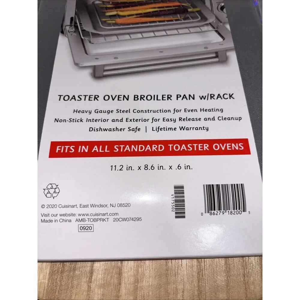 NEW Cuisinart Brand Toaster Oven 2pc Broiler Pan Rack Roasting Grill 11.2x8.6x.6